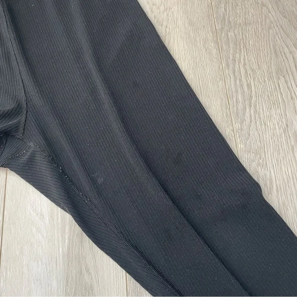 Alo Ribbed Leggings high rise skinny crop womens Black (small) athleisure gym